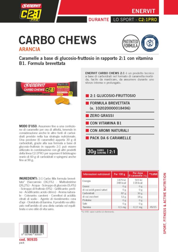 Produktbild ENERVIT C2:1 Carbo Chews Orange, 30 x 34 g(6 candies)